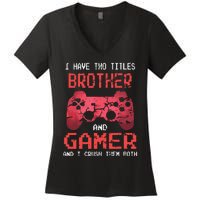 Funny Gamer Vintage Video Games For Boy Brother Son Women's V-Neck T-Shirt