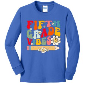 Fifth Grade Vibes Retro Groovy 5Th Grade Back To School Funny Gift Kids Long Sleeve Shirt