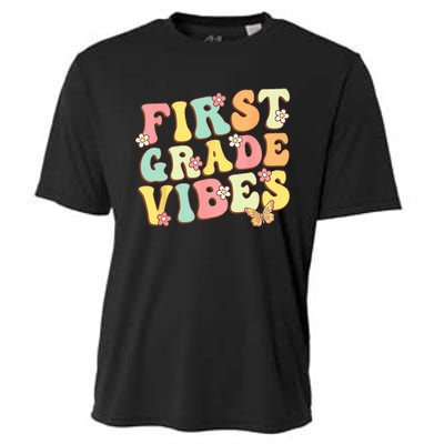 First Grade Vibes Hello Team 1st Grade Teacher Retro Cooling Performance Crew T-Shirt