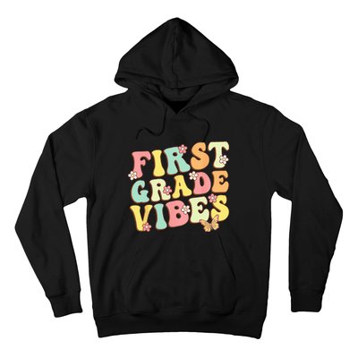 First Grade Vibes Hello Team 1st Grade Teacher Retro Hoodie