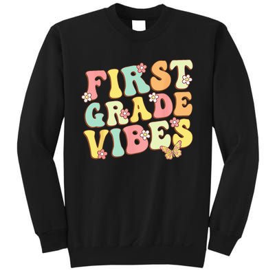 First Grade Vibes Hello Team 1st Grade Teacher Retro Sweatshirt