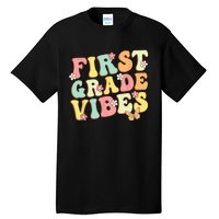 First Grade Vibes Hello Team 1st Grade Teacher Retro Tall T-Shirt