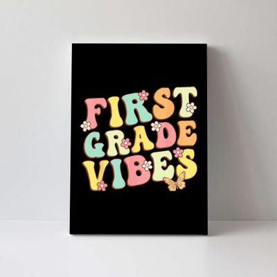 First Grade Vibes Hello Team 1st Grade Teacher Retro Canvas