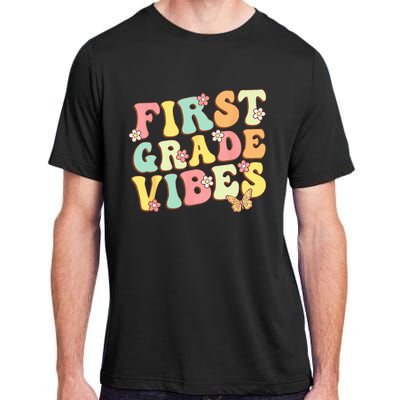 First Grade Vibes Hello Team 1st Grade Teacher Retro Adult ChromaSoft Performance T-Shirt