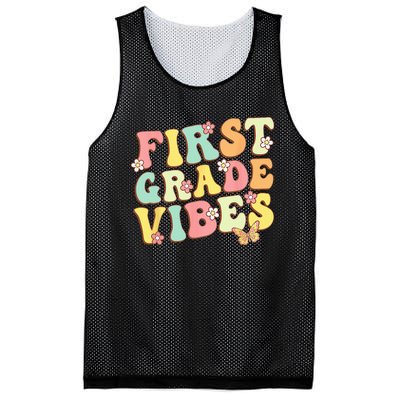 First Grade Vibes Hello Team 1st Grade Teacher Retro Mesh Reversible Basketball Jersey Tank