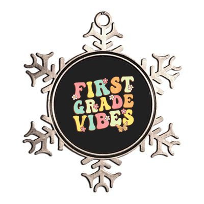 First Grade Vibes Hello Team 1st Grade Teacher Retro Metallic Star Ornament