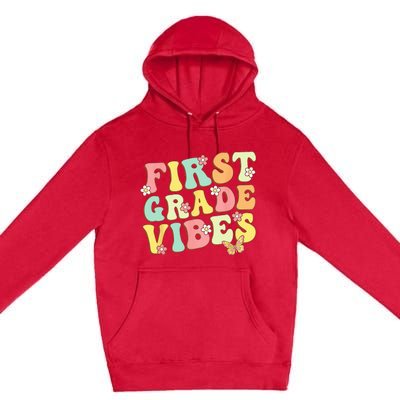 First Grade Vibes Hello Team 1st Grade Teacher Retro Premium Pullover Hoodie