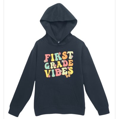 First Grade Vibes Hello Team 1st Grade Teacher Retro Urban Pullover Hoodie