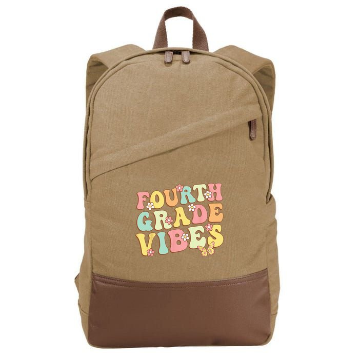 Fourth Grade Vibes Hello Team 4th Grade Teacher Kids Retro Cotton Canvas Backpack