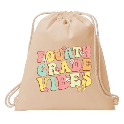 Fourth Grade Vibes Hello Team 4th Grade Teacher Kids Retro Drawstring Bag