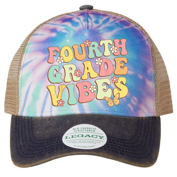 Fourth Grade Vibes Hello Team 4th Grade Teacher Kids Retro Legacy Tie Dye Trucker Hat