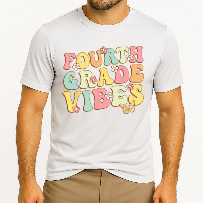 Fourth Grade Vibes Hello Team 4th Grade Teacher Kids Retro Cooling Performance Crew T-Shirt