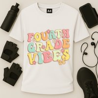 Fourth Grade Vibes Hello Team 4th Grade Teacher Kids Retro Cooling Performance Crew T-Shirt