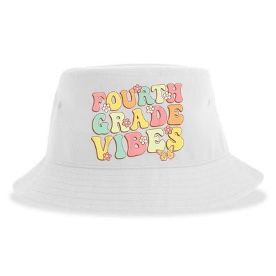 Fourth Grade Vibes Hello Team 4th Grade Teacher Kids Retro Sustainable Bucket Hat
