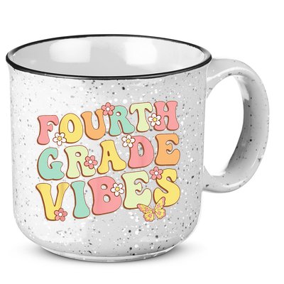 Fourth Grade Vibes Hello Team 4th Grade Teacher Kids Retro 15oz Campfire Ceramic Mug