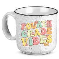 Fourth Grade Vibes Hello Team 4th Grade Teacher Kids Retro 15oz Campfire Ceramic Mug