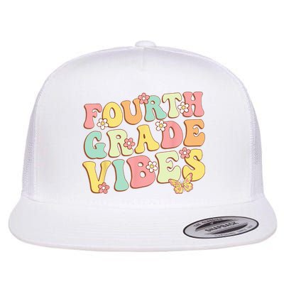 Fourth Grade Vibes Hello Team 4th Grade Teacher Kids Retro Flatbill Hat