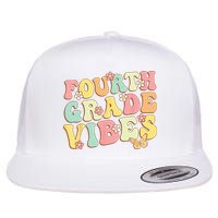 Fourth Grade Vibes Hello Team 4th Grade Teacher Kids Retro Flat Bill Trucker Hat