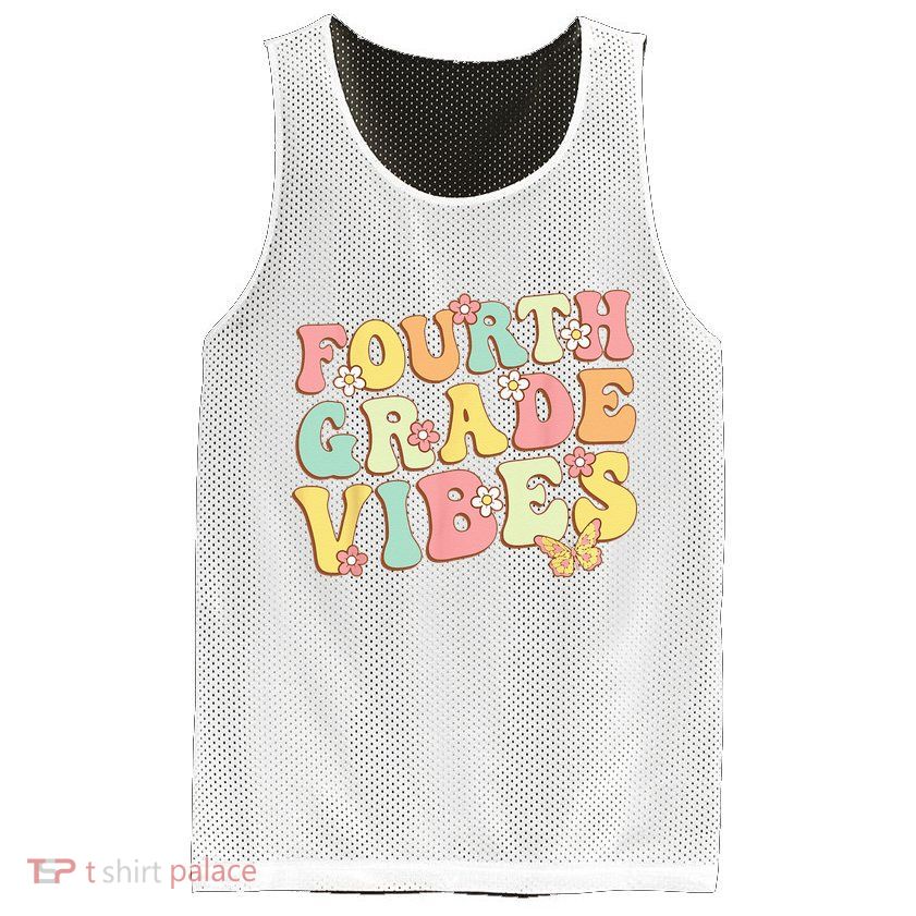 Fourth Grade Vibes Hello Team 4th Grade Teacher Kids Retro Mesh Reversible Basketball Jersey Tank