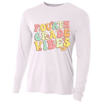 Fourth Grade Vibes Hello Team 4th Grade Teacher Kids Retro Cooling Performance Long Sleeve Crew