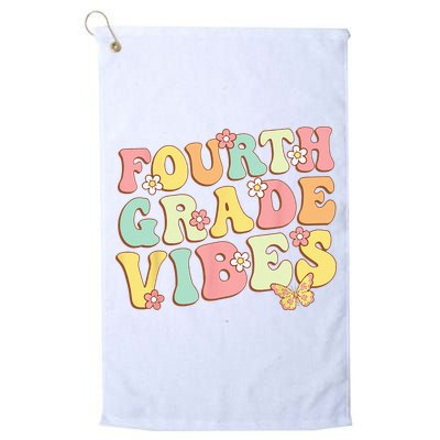 Fourth Grade Vibes Hello Team 4th Grade Teacher Kids Retro Golf Towel