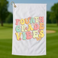 Fourth Grade Vibes Hello Team 4th Grade Teacher Kids Retro Golf Towel