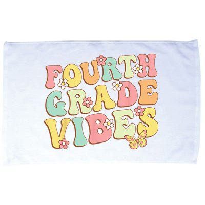Fourth Grade Vibes Hello Team 4th Grade Teacher Kids Retro Microfiber Hand Towel