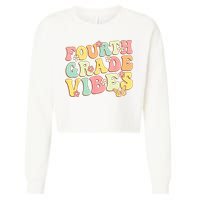 Fourth Grade Vibes Hello Team 4th Grade Teacher Kids Retro Cropped Pullover Crew