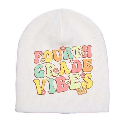 Fourth Grade Vibes Hello Team 4th Grade Teacher Kids Retro Short Acrylic Beanie