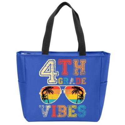 Fourth Grade Vibes Back To School Retro 4Th Grade Teacher Gift Zip Tote Bag