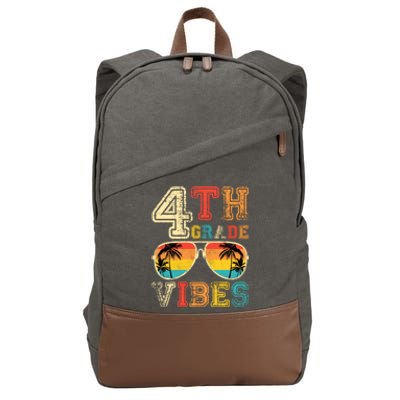 Fourth Grade Vibes Back To School Retro 4Th Grade Teacher Gift Cotton Canvas Backpack