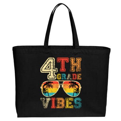 Fourth Grade Vibes Back To School Retro 4Th Grade Teacher Gift Cotton Canvas Jumbo Tote