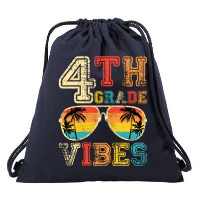 Fourth Grade Vibes Back To School Retro 4Th Grade Teacher Gift Drawstring Bag