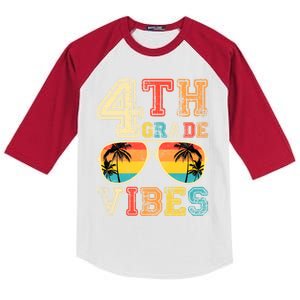 Fourth Grade Vibes Back To School Retro 4Th Grade Teacher Gift Kids Colorblock Raglan Jersey