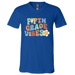 Fifth Grade Vibes 5Th Grade Groovy First Day Of School Great Gift V-Neck T-Shirt