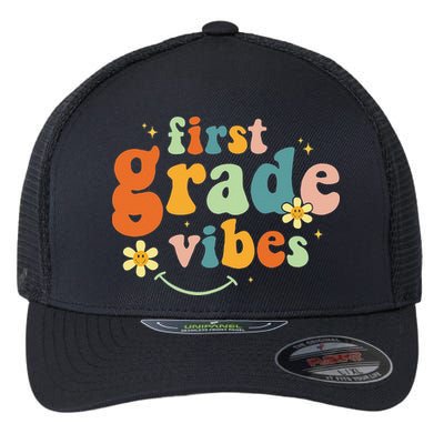 First Grade Vibes 1st Grade Team Retro 1st Day Of School Flexfit Unipanel Trucker Cap