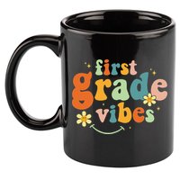 First Grade Vibes 1st Grade Team Retro 1st Day Of School 11oz C Handle Ceramic Mug