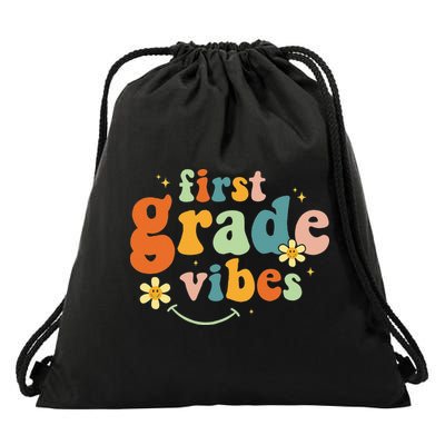 First Grade Vibes 1st Grade Team Retro 1st Day Of School Drawstring Bag