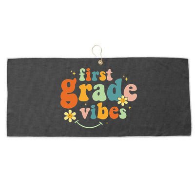 First Grade Vibes 1st Grade Team Retro 1st Day Of School Large Microfiber Waffle Golf Towel