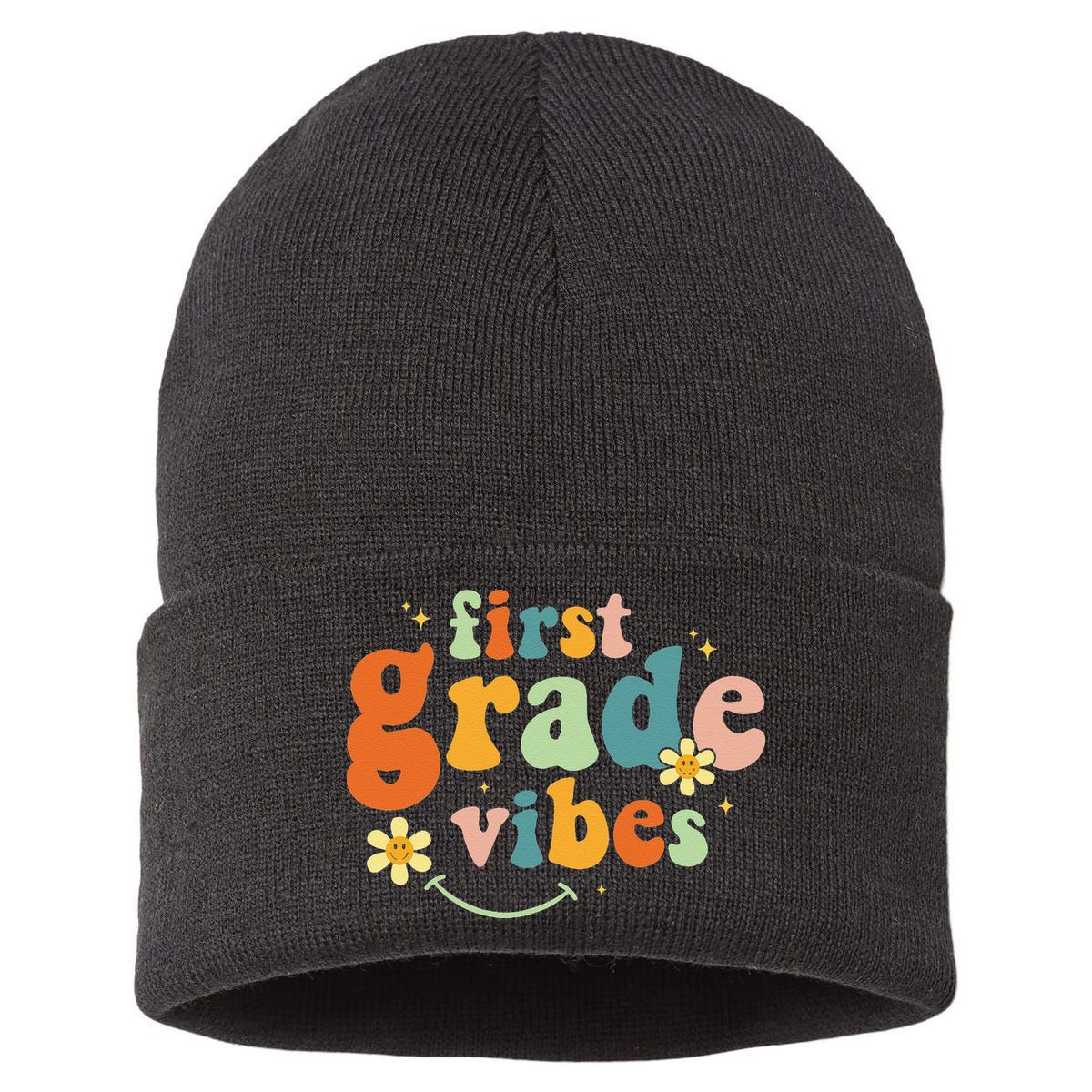 First Grade Vibes 1st Grade Team Retro 1st Day Of School Sustainable Knit Beanie