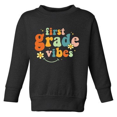 First Grade Vibes 1st Grade Team Retro 1st Day Of School Toddler Sweatshirt
