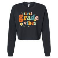 First Grade Vibes 1st Grade Team Retro 1st Day Of School Cropped Pullover Crew