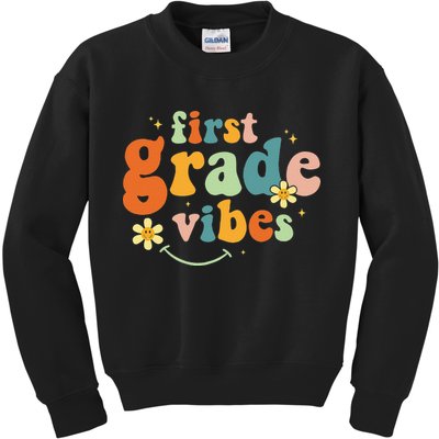First Grade Vibes 1st Grade Team Retro 1st Day Of School Kids Sweatshirt