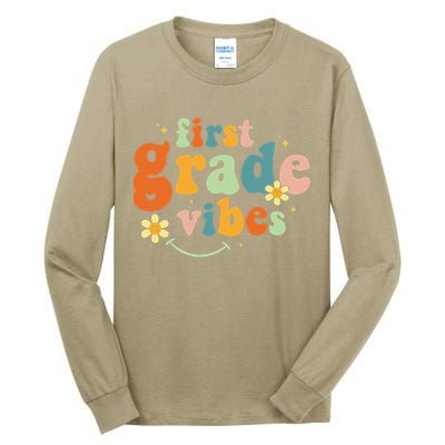 First Grade Vibes 1st Grade Team Retro 1st Day Of School Tall Long Sleeve T-Shirt