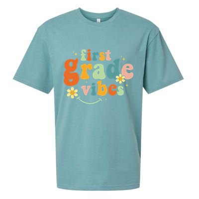 First Grade Vibes 1st Grade Team Retro 1st Day Of School Sueded Cloud Jersey T-Shirt