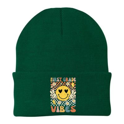 First Grade Vibes 1st Grade Retro Teacher 1st Day Of School Knit Cap Winter Beanie