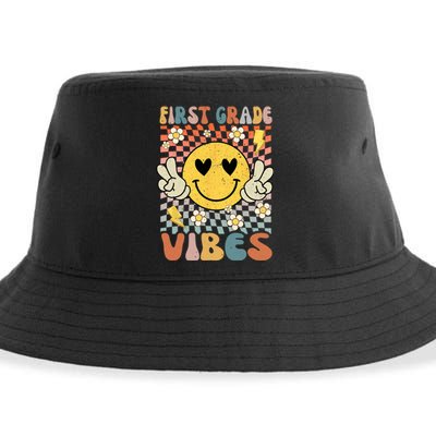 First Grade Vibes 1st Grade Retro Teacher 1st Day Of School Sustainable Bucket Hat