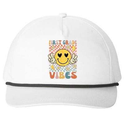 First Grade Vibes 1st Grade Retro Teacher 1st Day Of School Snapback Five-Panel Rope Hat