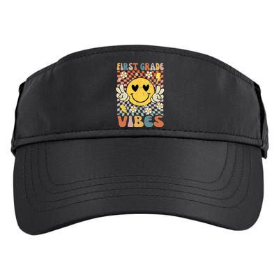 First Grade Vibes 1st Grade Retro Teacher 1st Day Of School Adult Drive Performance Visor