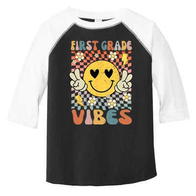 First Grade Vibes 1st Grade Retro Teacher 1st Day Of School Toddler Fine Jersey T-Shirt